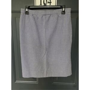 Celine Paris Blue White Houndstooth Straight Pencil Skirt, Size 40 / US Medium *